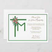 宗教マリアン十字葬式バラ弔意 サンキューカード (正面/裏面)