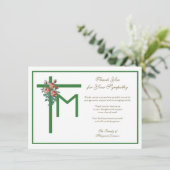 宗教マリアン十字葬式バラ弔意 サンキューカード (スタンド正面)