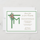 宗教マリアン十字葬式バラ弔意 サンキューカード (正面)