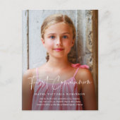 宗教モダンの第一聖餐式を書く インビテーションポストカード (正面)