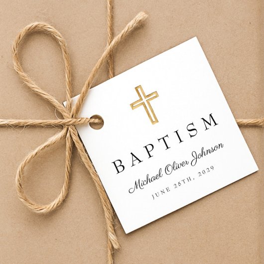 宗教モダンクロススクリプトバプテスマ フェイバータグ