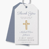 宗教モダンクロスボーイブルー第一聖餐式 ギフトタグ