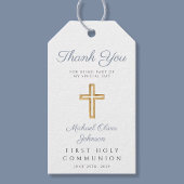 宗教モダンクロスボーイブルー第一聖餐式 ギフトタグ