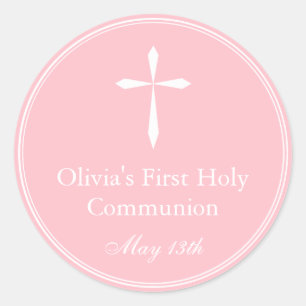 宗教モダンクロス、ピンクメッセージカード ラウンドシール