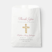 宗教モダンピンクの女の子ファースト・コミュニオン フェイバーバッグ (正面)