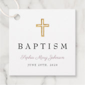 宗教モダン十字紫色のスクリプトバプテスマ フェイバータグ (正面)