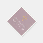 宗教モダン十字紫色の女の子バプテスマ スタンダードカクテルナプキン (角)