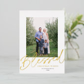 宗教モダン賛美のクリスマス写真金ゴールド 箔シーズンカード (立ち正面)