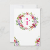 宗教リースの十字の花の神聖なカードありがとう サンキューカード (裏面)