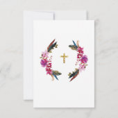 宗教リースの十字の花の金ゴールドカードありがとう サンキューカード (裏面)