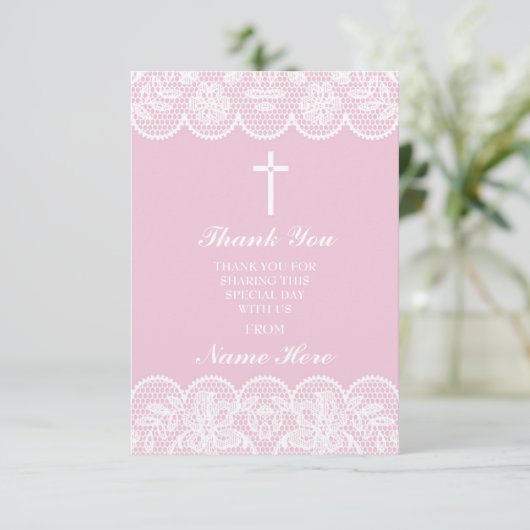 宗教レースの十字の花の神聖なカードありがとう サンキューカード (スタンド正面)