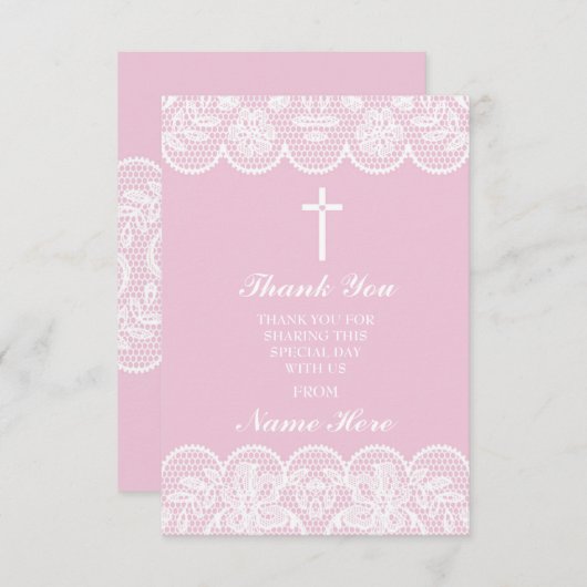 宗教レースの十字の花の神聖なカードありがとう サンキューカード (正面/裏面)