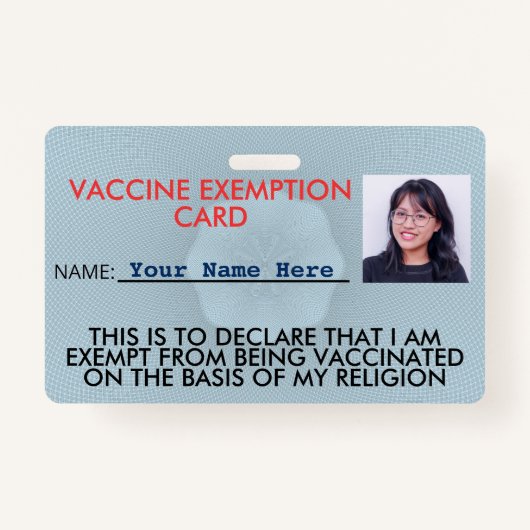宗教ワクチン免除カードIDバッジ バッジ (正面)
