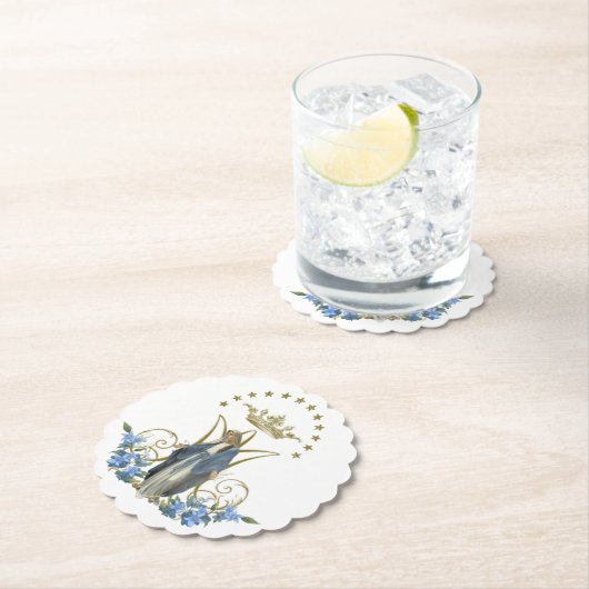 宗教ヴァージンマエレガントリーフローラ金ゴールド ペーパーコースター (インサイチュ)