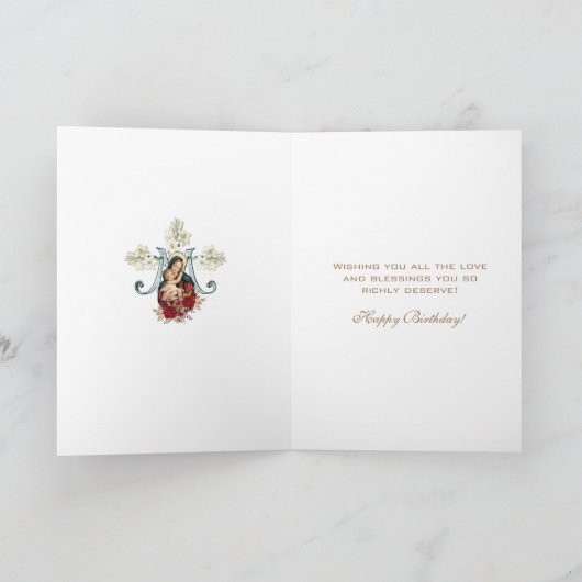 宗教ヴァージンマリアイエスカトリックヴィンテージ カード (内部)