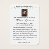 宗教ヴァージンマリアグアダループカトリック葬儀 (裏面)