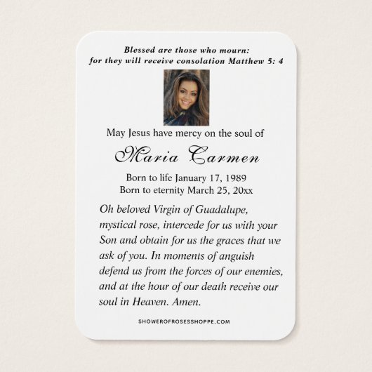 宗教ヴァージンマリアグアダループカトリック葬儀 (裏面)