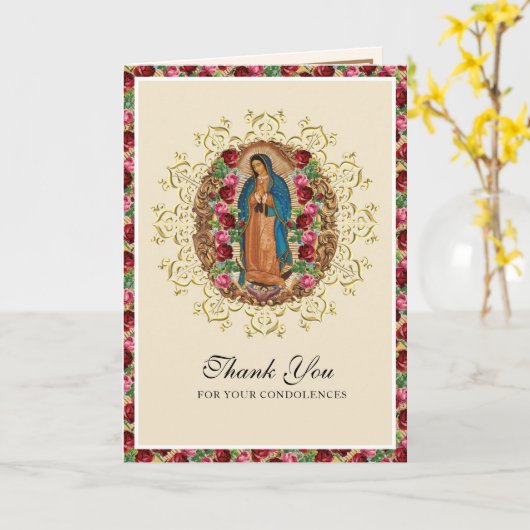 宗教ヴァージンマリアグアダループカトリック葬儀 カード (黄色い花)
