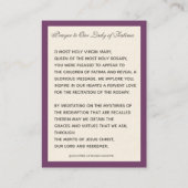 宗教ヴァージンマリアファティマカトリック祈りの言葉  名刺 (裏面)