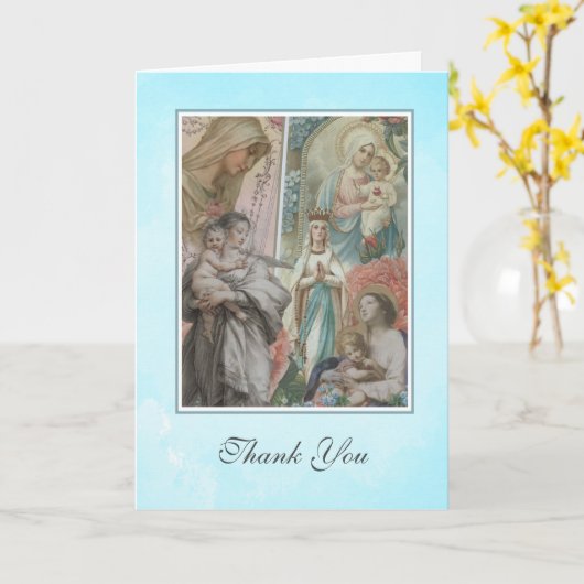 宗教ヴァージンマリイエスカトリックコラージュ カード (黄色い花)