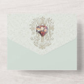 宗教ヴァージンマリフローラヴィンテージ誕生日  オールインワン招待状 (裏面)