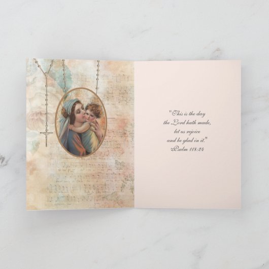 宗教ヴァージンマリーイエスカトリックヴィンテージカード カード (内部)