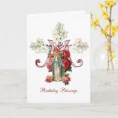 宗教ヴァージンマリーカトリックヴィンテージ カード (黄色い花)