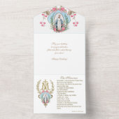 宗教ヴァージンマリーブルーフローラ誕生日ヴィンテージ オールインワン招待状 (内側)