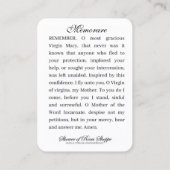 宗教ヴァージンマリーヴィンテージバラ祈りの言葉  名刺 (裏面)