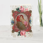 宗教ヴァージンメアリーイエスヴィンテージフローラカード カード (正面)