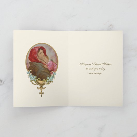 宗教ヴァージンメアリーイエスヴィンテージフローラカード カード (内部)