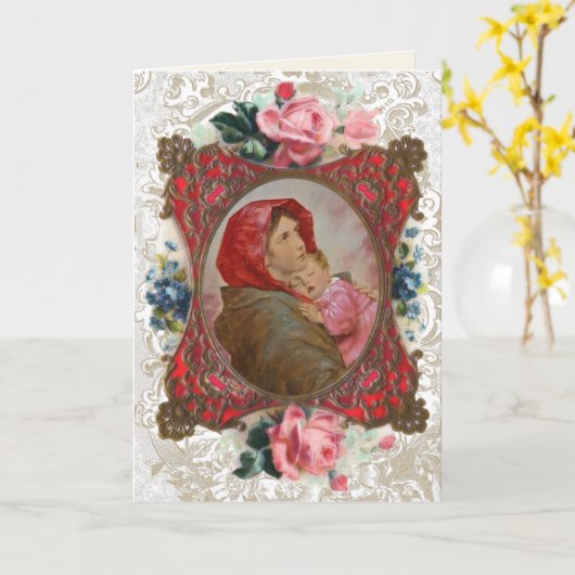 宗教ヴァージンメアリーイエスヴィンテージフローラカード カード (黄色い花)