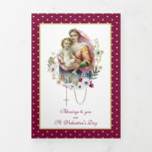 宗教ヴァージンメアリーイエス祈りの言葉バレンタイン 三つ折りカード (カバー)