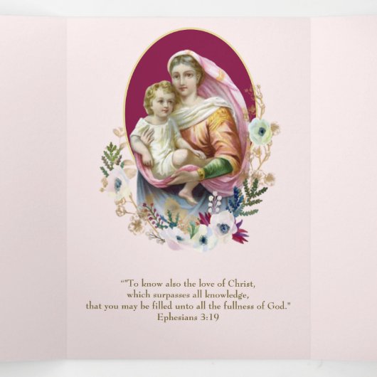 宗教ヴァージンメアリーイエス祈りの言葉バレンタイン 三つ折りカード (内部中)