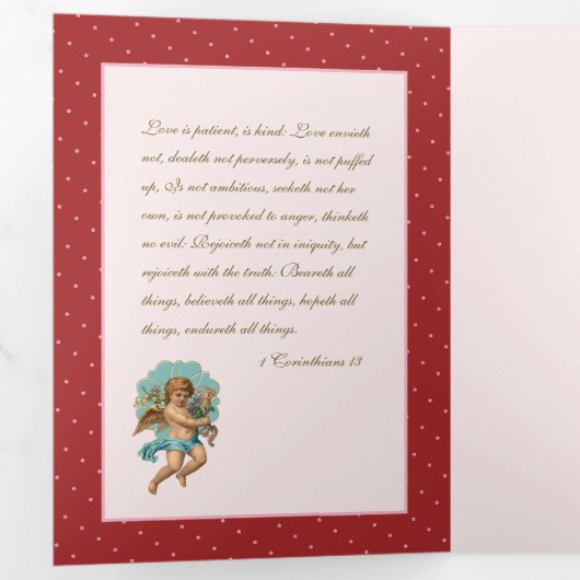 宗教ヴァージンメアリーエンジェル祈りの言葉バレンタイン 三つ折りカード (内部最初)
