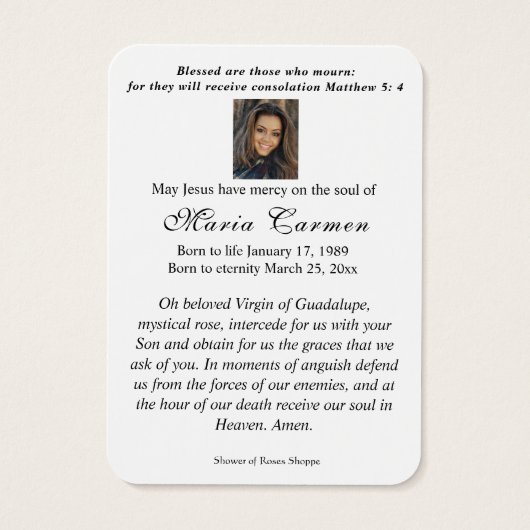 宗教ヴァージンメアリーグアダループメキシコ葬儀 (裏面)