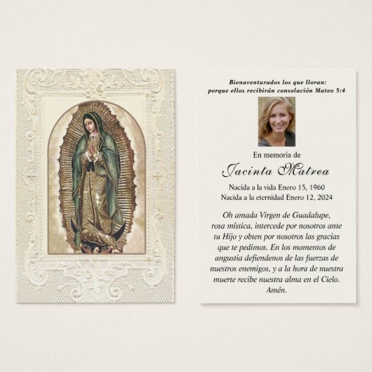 宗教ヴァージンメアリーグアダルーペカトリック葬儀 (正面&裏面)