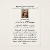 宗教ヴァージンメアリーグアダルーペカトリック葬儀 (裏面)