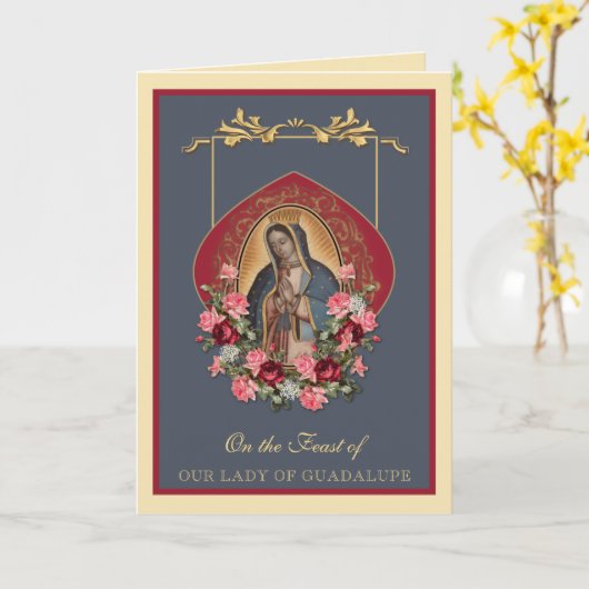 宗教ヴァージンメアリーグアダルーペスペインのースト カード (黄色い花)