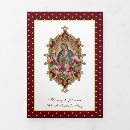 宗教ヴァージンメアリーグアダルーペ祈りの言葉バレンタインT 三つ折りカード (カバー)