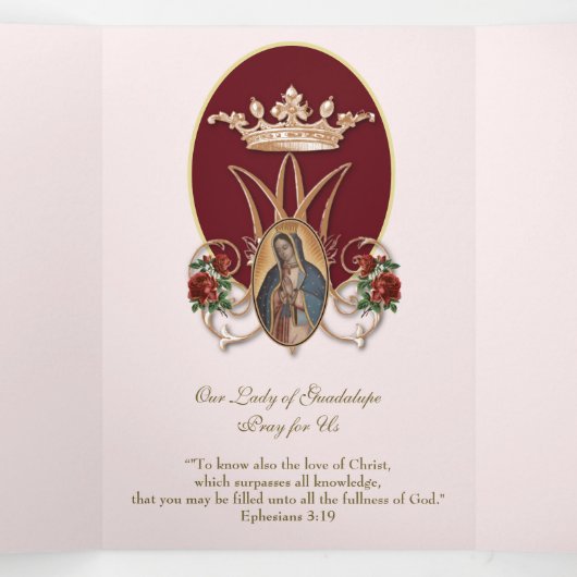 宗教ヴァージンメアリーグアダルーペ祈りの言葉バレンタインT 三つ折りカード (内部中)