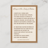 宗教ヴァージンメアリーファティマカトリック祈りの言葉 名刺 (裏面)