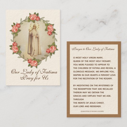 宗教ヴァージンメアリーファティマカトリック祈りの言葉 名刺 (正面/裏面)