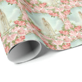 宗教ヴァージンメアリーファティマピンクヴィンテージバラ  ラッピングペーパー (ロールコーナー)