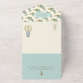 宗教ヴァージンメアリーブルーフローラ誕生日 オールインワン招待状 (外側)