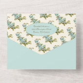 宗教ヴァージンメアリーブルーフローラ誕生日 オールインワン招待状 (裏面)