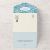 宗教ヴァージンメアリーブルー記念ヴィンテージ オールインワン招待状 (外側)