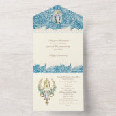 宗教ヴァージンメアリーブルー記念ヴィンテージ オールインワン招待状 (内側)