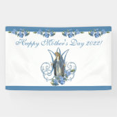 宗教ヴァージンメアリーマザーズデイブルーフラワーズ 横断幕 (横)