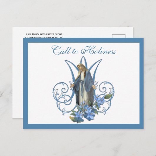 宗教ヴァージンメアリーマリアンクロスブルーフラワーズ  ポストカード (正面/裏面)